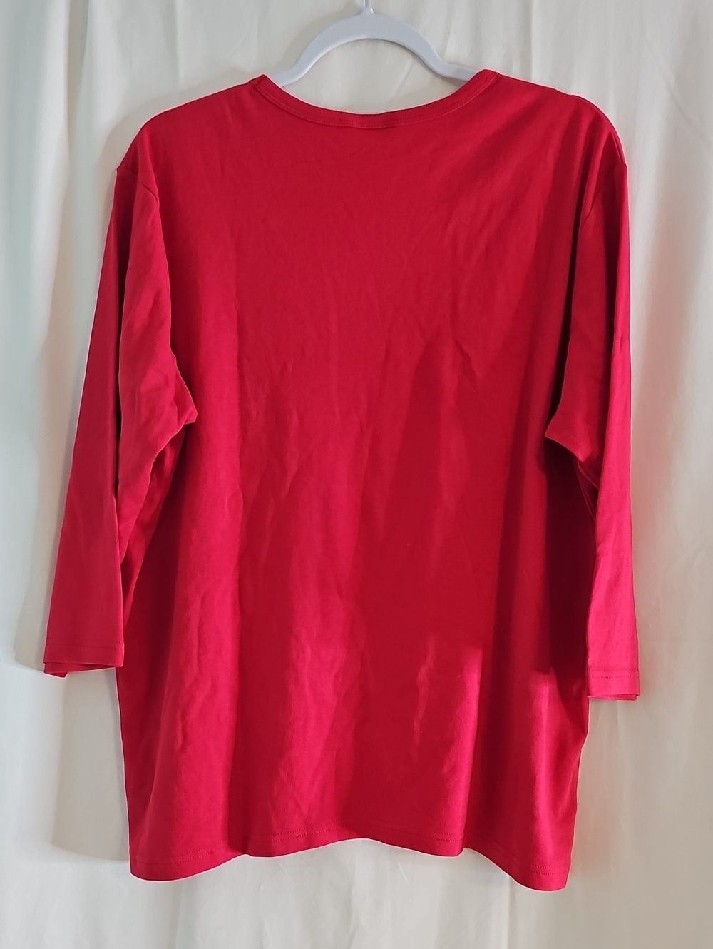 Women’s Embellished V-Neck Red Holiday Top - Picture 4 of 4